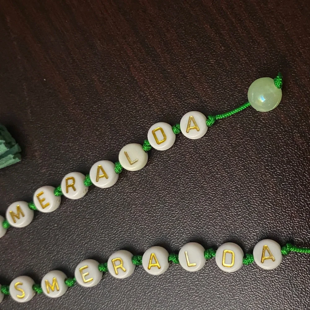Keychain beaded charm with personalized Name Esmeralda